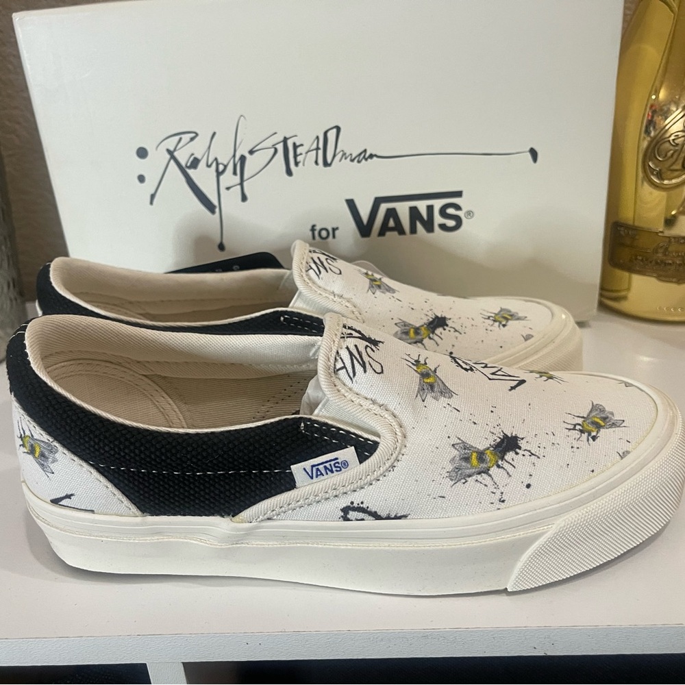 Vans Vault x Ralph Steadman Bee OG Slip-On LX Sneakers Black White VN0A3AV7VQR - Picture 5 of 11